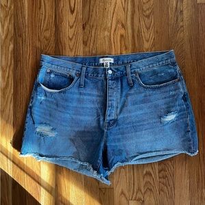 Size 33 waist Madewell denim cut off shorts.  Two holes in each thigh.